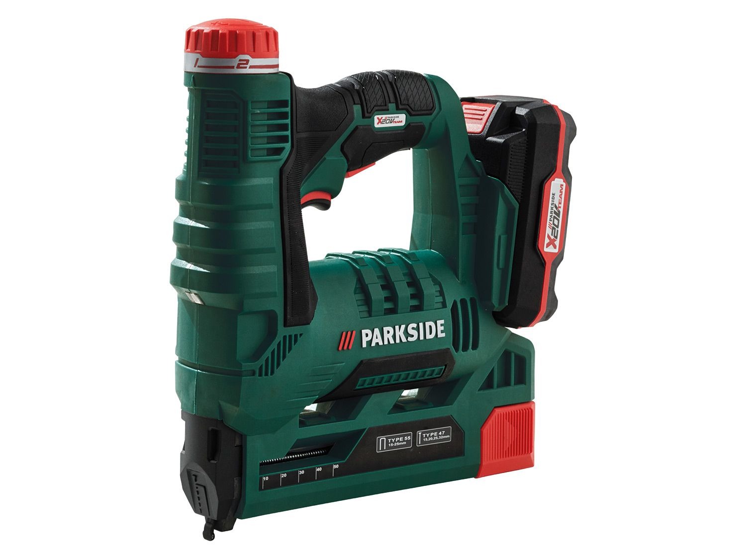 Parkside ® Batterie Agrafeuse pat20-li a1 avec revêtement antidérapant fixe poignée intégrée DEL