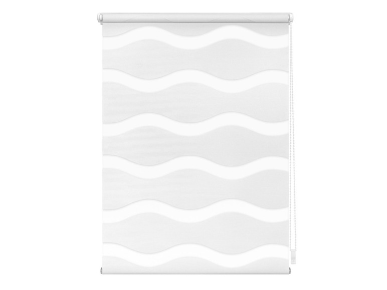 Store enrouleur blanc avec un motif ondulé transparent