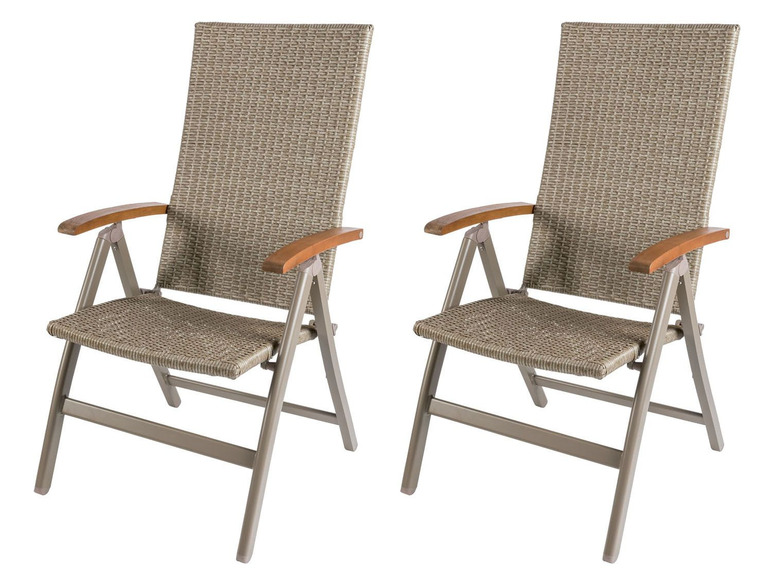 Aller en mode plein écran florabest Set de 2 chaises de jardin en osier, pliantes - Photo 1