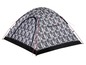 Une tente grise et noire avec un motif de camouflage, de la marque High Peak.