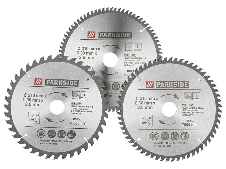 Ga naar volledige schermweergave: PARKSIDE® Set cirkelzaagbladen 210 x 2,6 x 30 mm - afbeelding 1