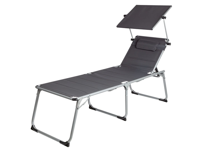 Aller en mode plein écran florabest Chaise longue en aluminium XXL avec pare-soleil, pliable - Photo 1