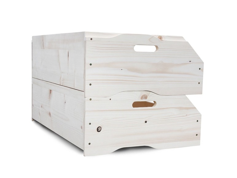 Aller en mode plein écran HABAU Boîte de rangement en bois, empilable - Photo 7
