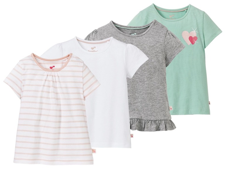 Ga naar volledige schermweergave: lupilu® Set van 4 T-shirts voor meisjes - afbeelding 2