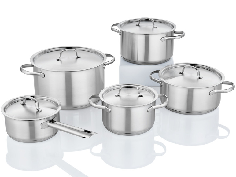 Ga naar volledige schermweergave: ERNESTO® Kookpottenset Ø 16 / 20 / 24 cm, 5-delig, roestvrij staal - afbeelding 1