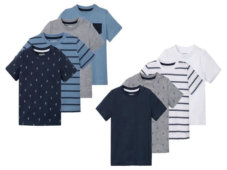 Ga naar volledige schermweergave: lupilu® Set van 4 T-shirts voor jongens, biokatoen - afbeelding 1
