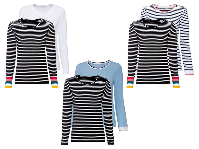 Ga naar volledige schermweergave: esmara® Set van 2 T-shirts met lange mouwen van een katoenmix - afbeelding 1