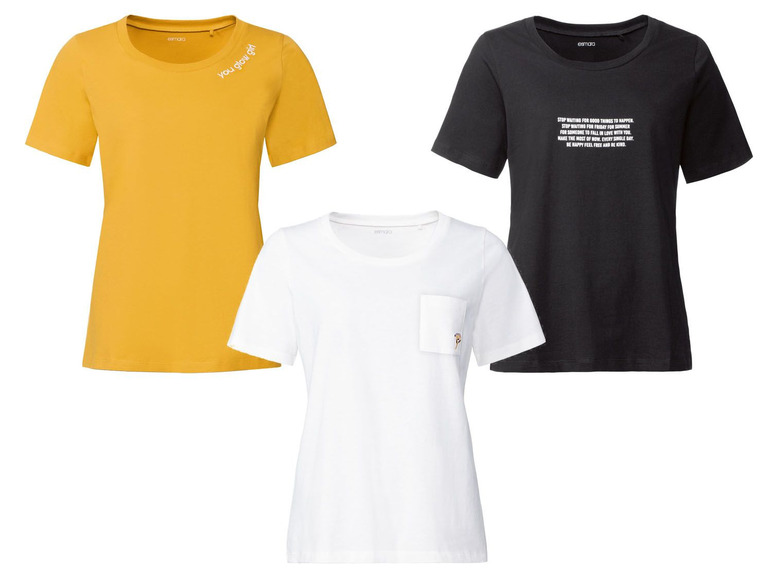 Ga naar volledige schermweergave: esmara® T-shirt voor dames, korte mouwen, puur katoen - afbeelding 1