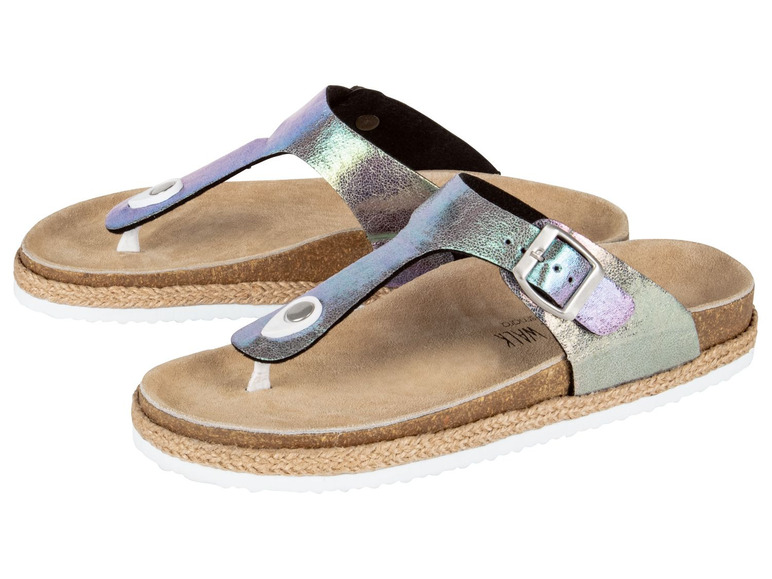 Ga naar volledige schermweergave: esmara® Sandalen of teenslippers voor dames, verstelbare gespen, textiel, leder, EVA - afbeelding 4