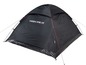 Une tente noire High Peak pour le camping.