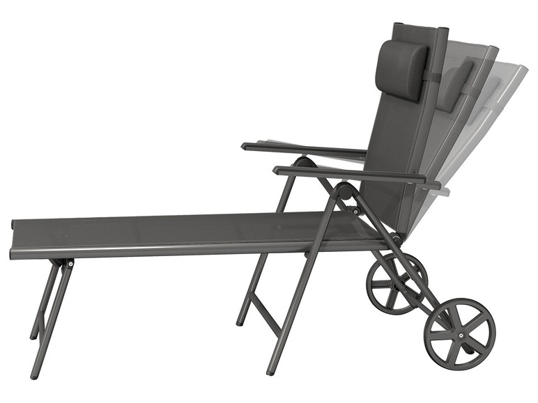 Aller en mode plein écran florabest Chaise longue en aluminium, pliable, roues - Photo 2