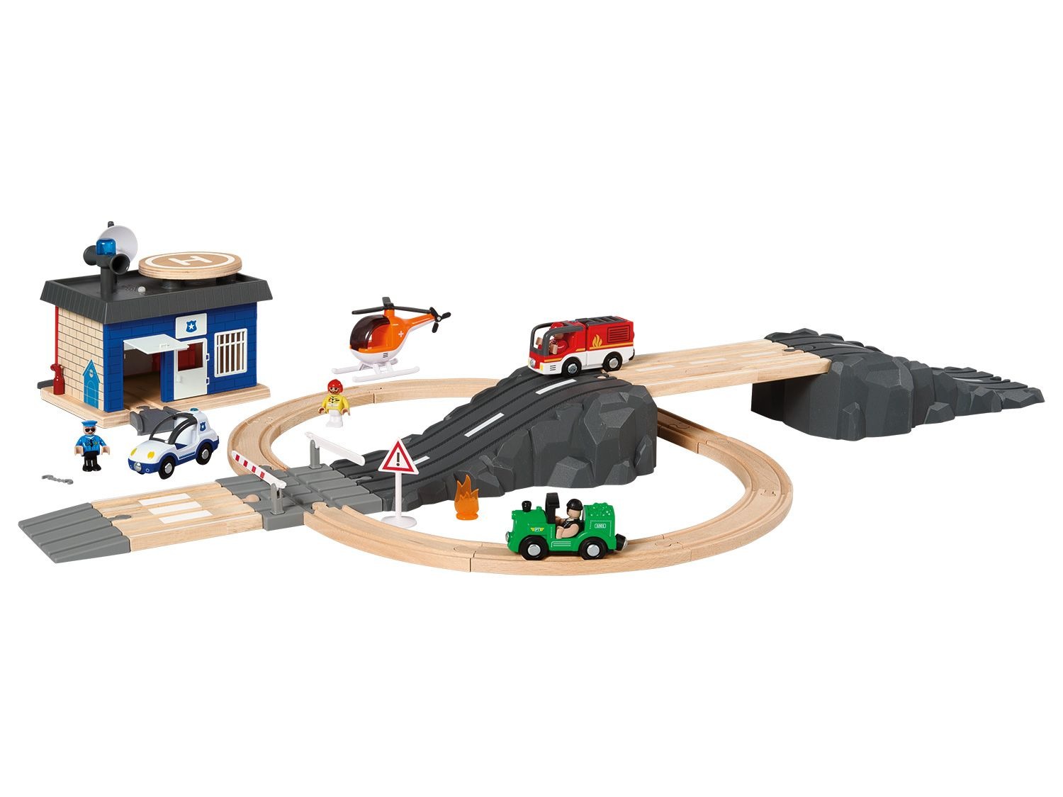Playtive JUNIOR Set de rails et de routes en bois