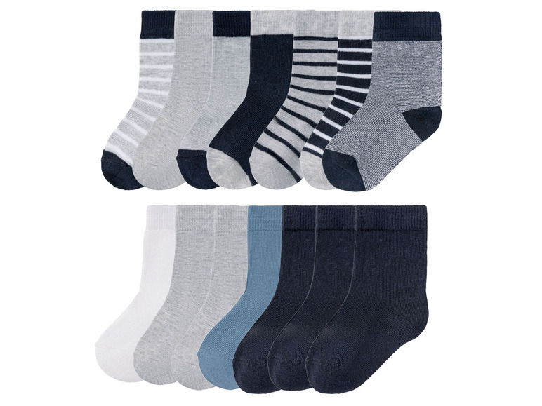 Set met sokken voor jongens in grijs, wit en blauw met strepen