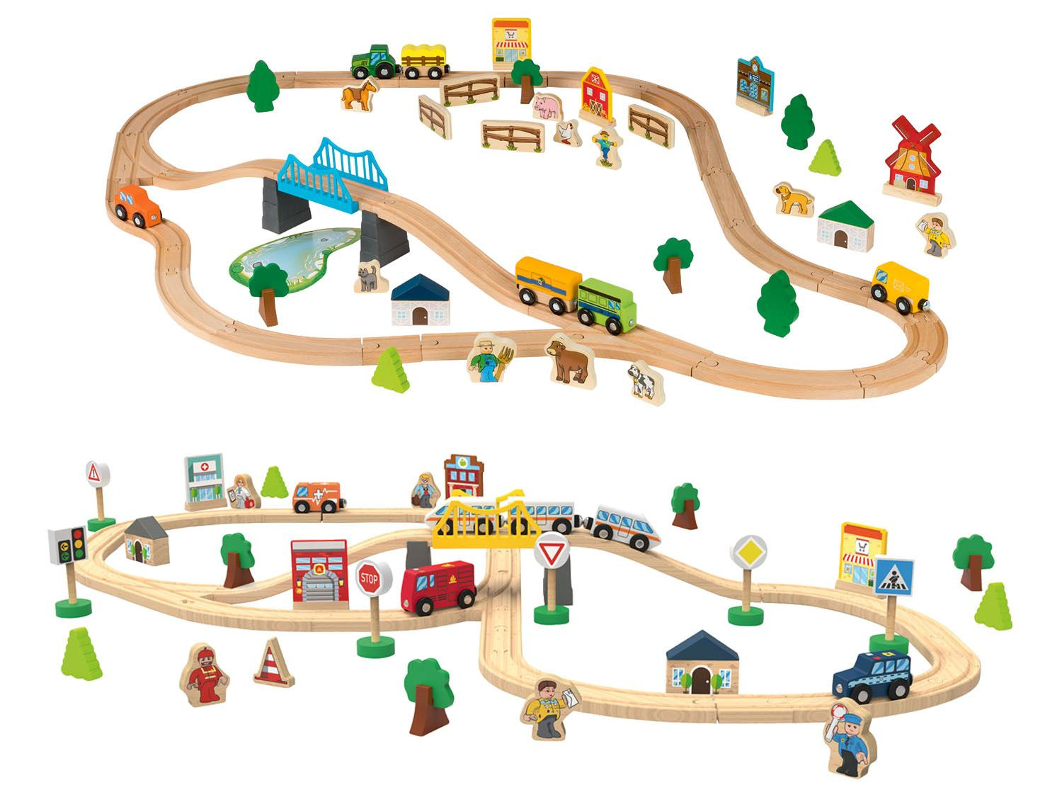 Playtive Set de chemin de fer en bois City Express