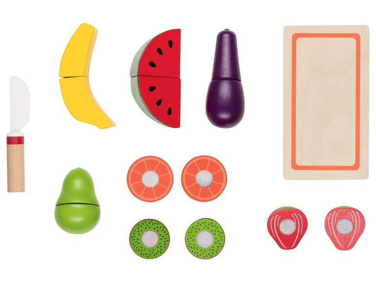 Aller en mode plein écran Playtive Set de fruits en bois, 14 pièces, avec velcro - Photo 2