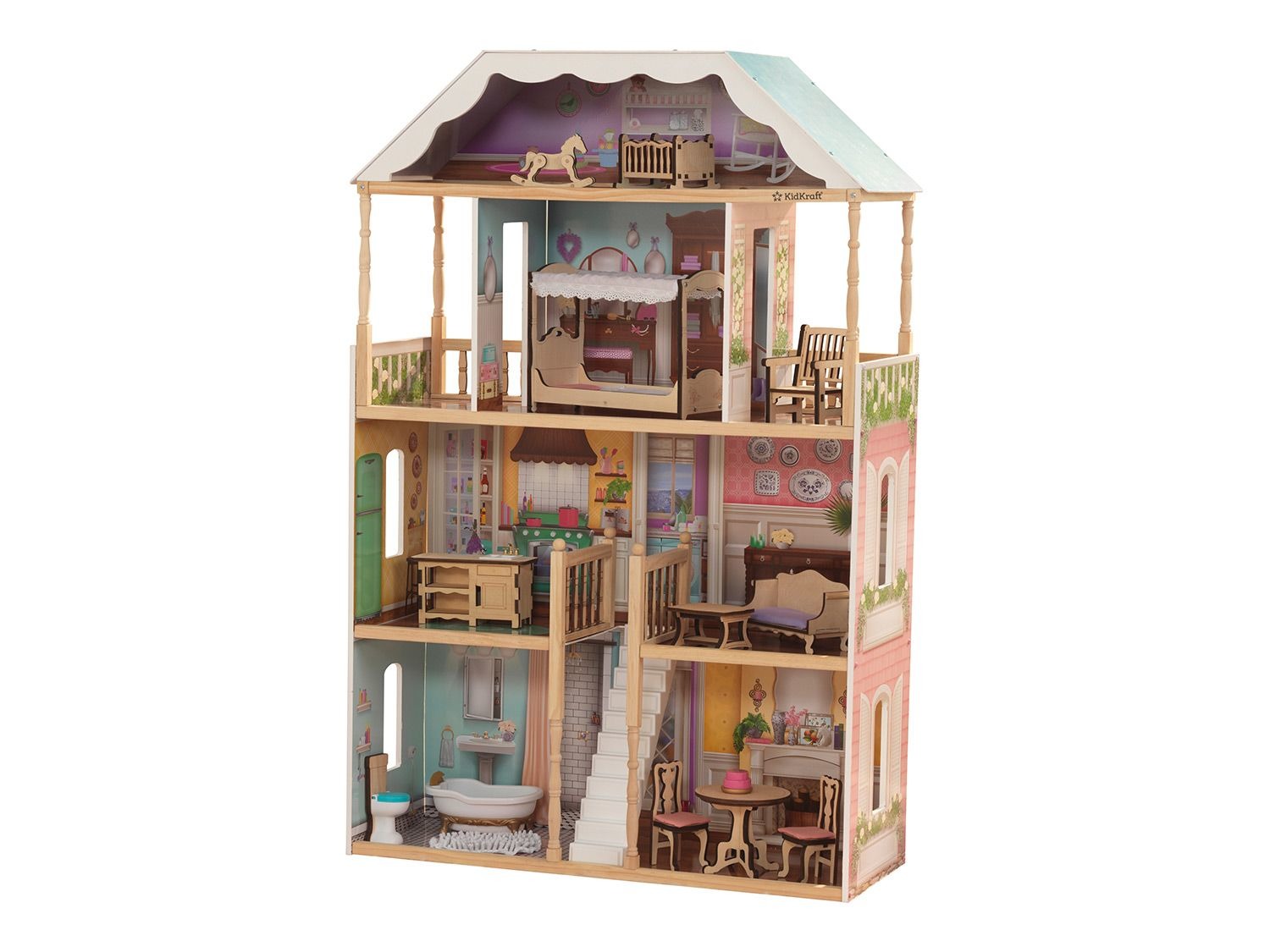 serie Nieuwjaar Storen KidKraft Poppenhuis, incl. 14-delige meubelset