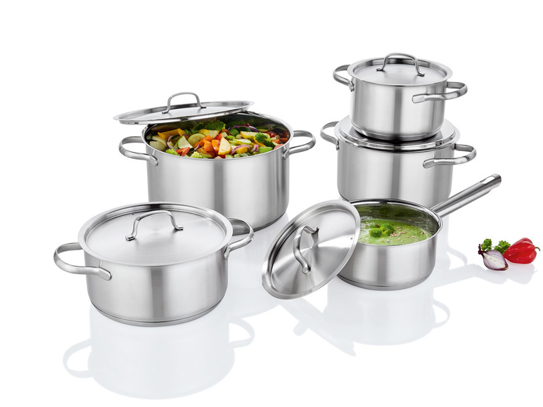 Ga naar volledige schermweergave: ERNESTO® Kookpottenset Ø 16 / 20 / 24 cm, 5-delig, roestvrij staal - afbeelding 2
