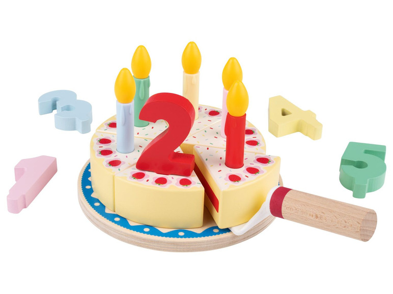 Ga naar volledige schermweergave: Playtive Houten verjaardagstaart, 18-delig, met taartschep - afbeelding 3
