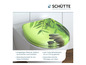 Een groene toiletbril met een zen-thema van Schütte.