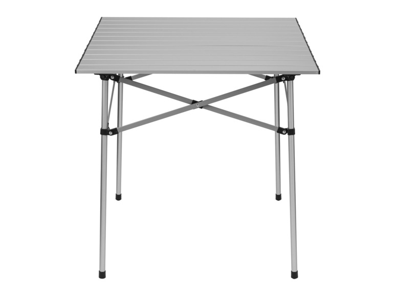 Une table de camping en aluminium pliable.