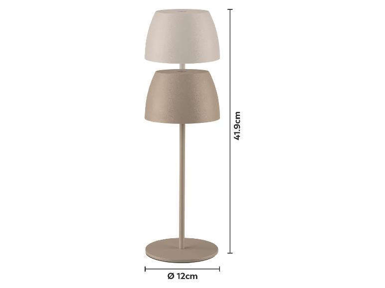Lampe de table beige à deux abat-jour, hauteur 41,9 cm, diamètre de la base 12 cm.