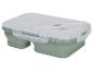 Groene opvouwbare lunchbox met transparant deksel en vakken