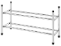 Metal schoenenrek met twee niveaus.