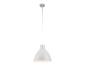 Een witte hanglamp met een ronde kap.