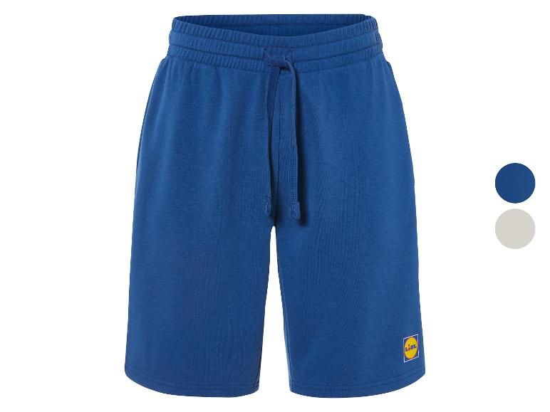 Lidl jogging shorts, donkerblauw en grijs.