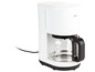 Een witte Braun koffiezetapparaat met glazen kan.