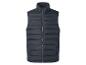 Donkerblauwe gewatteerde heren bodywarmer met rits.