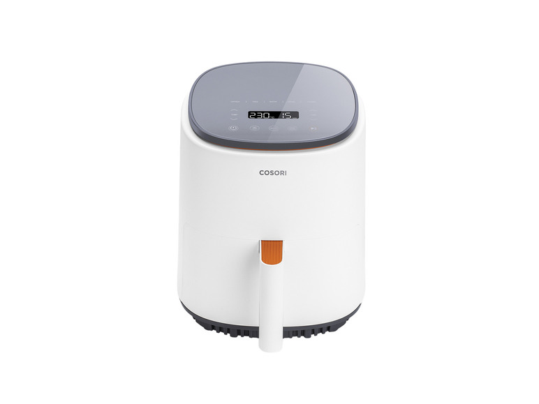 Une friteuse à air Cosori blanche avec un écran digital.