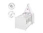 Lit bébé blanc avec baldaquin et parure de lit hiboux, matériaux certifiés.