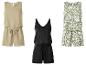 Trois combishorts : beige, noir et vert à motif floral blanc.