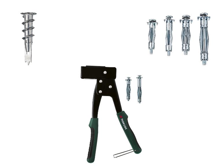 Een Parkside gereedschapset met pistool voor het vastzetten van ankers.