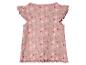 Roze baby top met bloemenprint en ruffles.