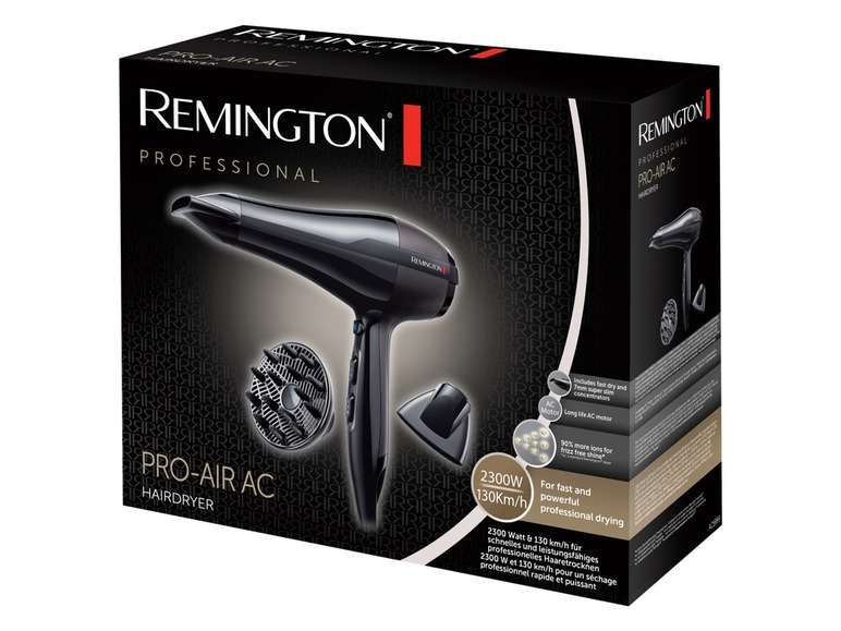 Sèche-cheveux Remington Pro-Air AC avec moteur puissant et concentrateurs.