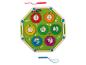 Jeu en bois avec des billes colorées et des chiffres pour apprendre à compter.