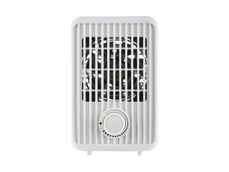 Un radiateur électrique blanc avec une grille.