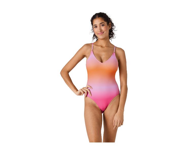 Eendelig badpak, roze en oranje ombre.
