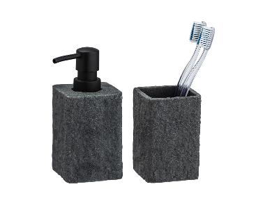 Wenko Distributeur de savon et gobelet à brosses à dents Villata