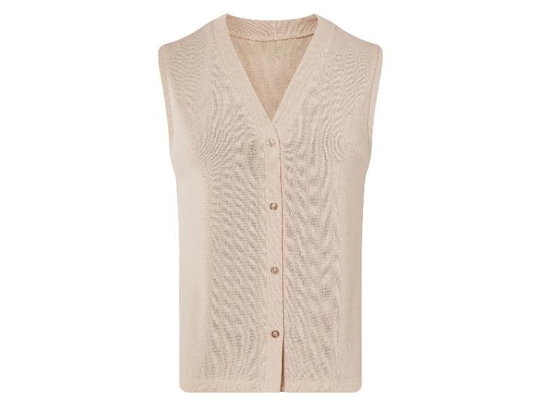 Gilet beige boutonné, style décontracté.