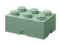 Groene LEGO opbergdoos in de vorm van een LEGO blokje.