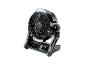 Zwarte tafelventilator met LED-verlichting en draaiknop