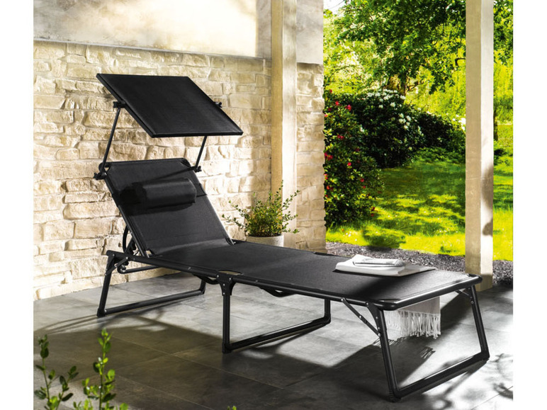 Aller en mode plein écran LIVARNO home Chaise longue en aluminium »Houston«, avec pare-soleil, pliable - Photo 3