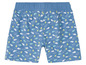 Short bleu avec un motif de poissons.