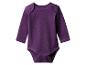 Paarse romper met lange mouwen en drukknoopsluiting.
