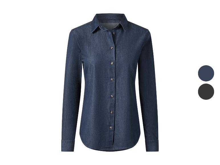 Donkerblauw dames jeans overhemd.
