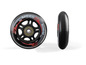Zwarte inline skate wielen met rode strepen en 'Speed' opschrift