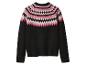 Zwarte trui met roze en wit Fair Isle patroon